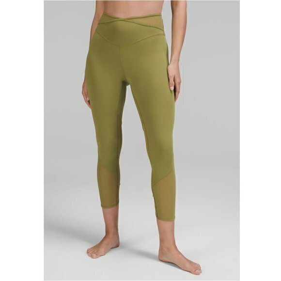 Lululemon Nulu and Crisscross Mesh High-Rise Crop 23" In Bronze Green 6 - Picture 1 of 10